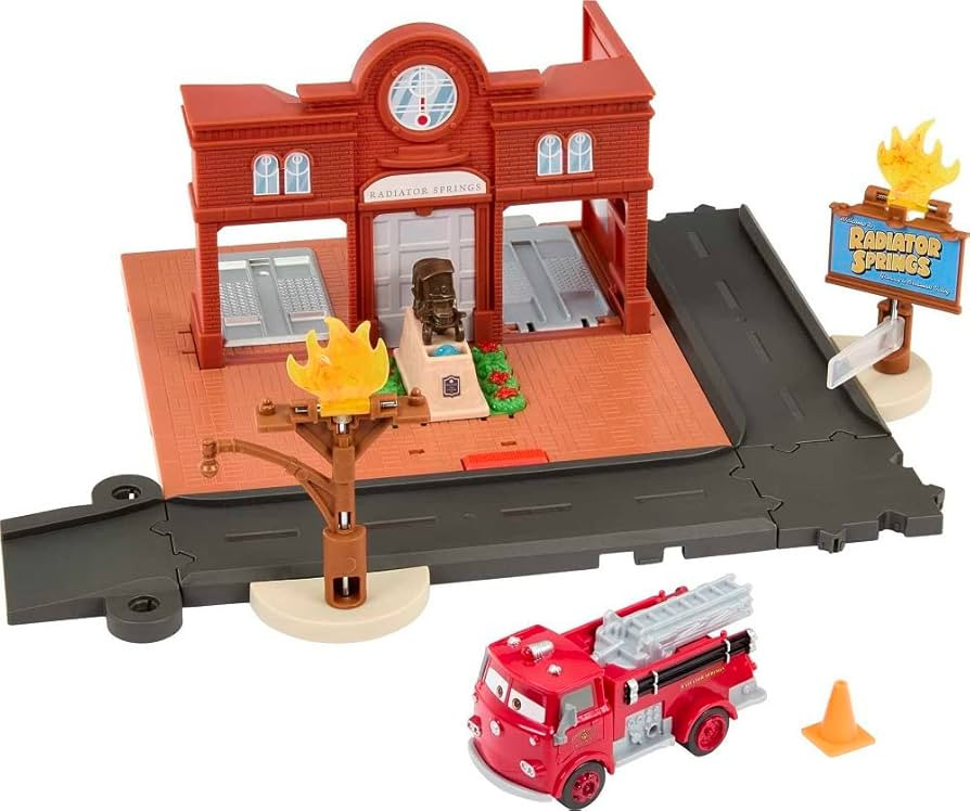 Mattel Disney and Pixar Cars On The Road Toys, Red’s Fire Station Playset with Die-cast Fire Tr... | Amazon (US)