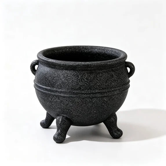 MYUNNIL Black Witch Cauldron Planter, Vintage Resin Cauldron Ornament with Dual Handles & Three L... | Walmart (US)