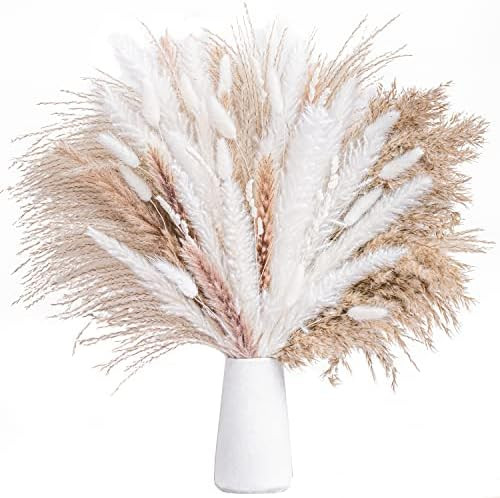 92 Pcs | Luxury Gift Box Pampas Grass Bouquet Decor + White Ceramic vase | Long-Lasting Dried Flo... | Amazon (US)