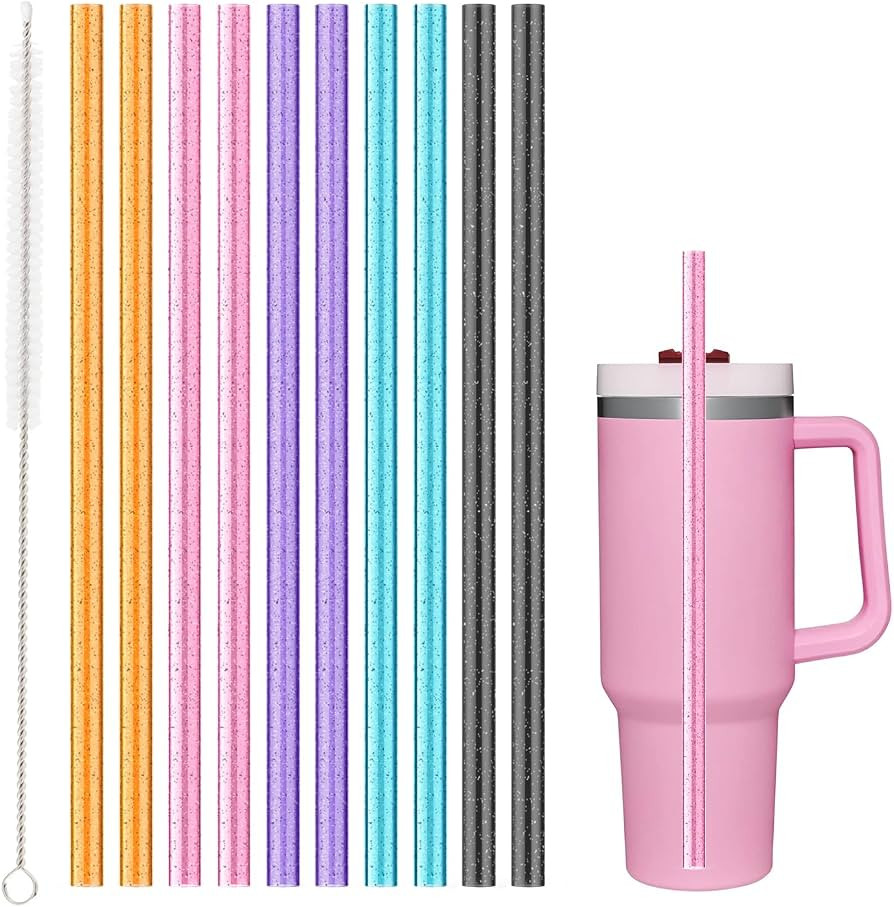 Replacement Straw for Stanley Cup 40 oz 30 oz 64 oz Tumbler, 10 Pack Long Reusable Color Straws w... | Amazon (US)