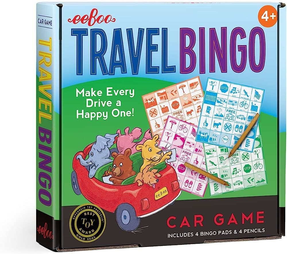 eeBoo: Travel Bingo Game, Make Every Drive a Happy One! Car Game, includes 4 Bingo Pads & 4 Penci... | Amazon (US)
