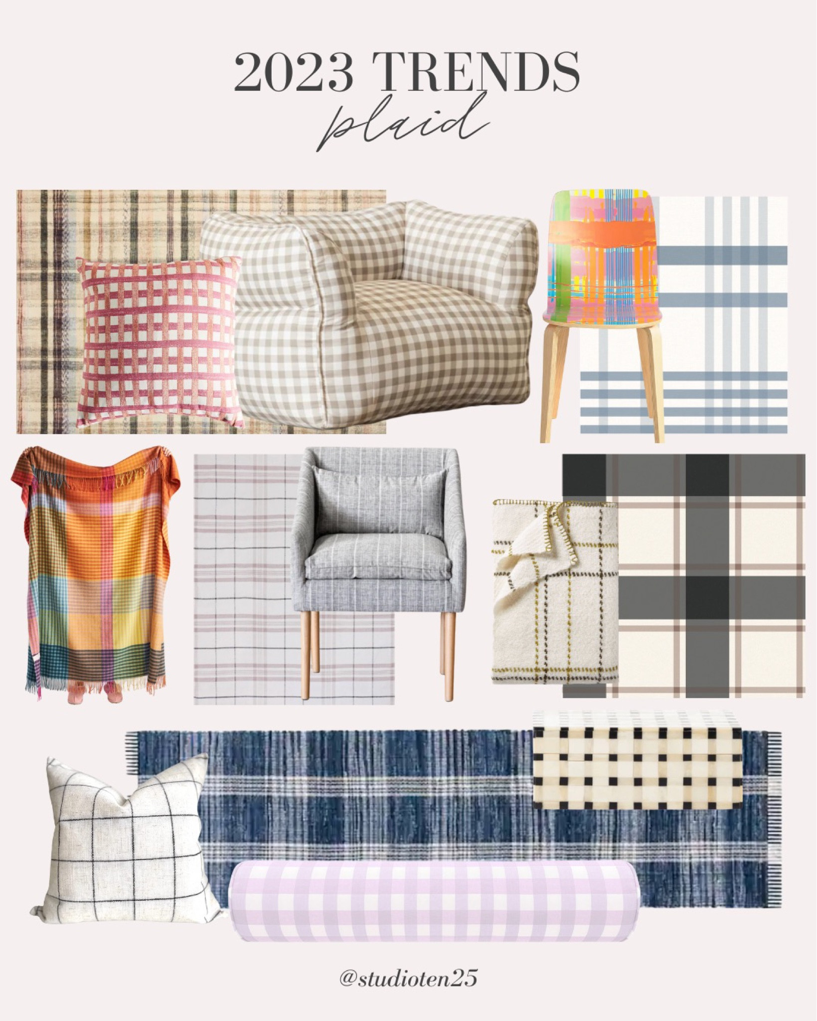 📎 Save these interior design trends!

As we count down to 2023, here are my top interior design trends to keep your eye out for. 

# 1 - PLAID

◻️ Neutral, traditional, bold, and even modern plaid will be making an appearance this year. From fashion to homes, plaid will be everywhere!
 
◻️ Using plaid in small details is a great way to tie in colors, without totally taking over the space. 

#LTKhome #LTKstyletip #LTKFind