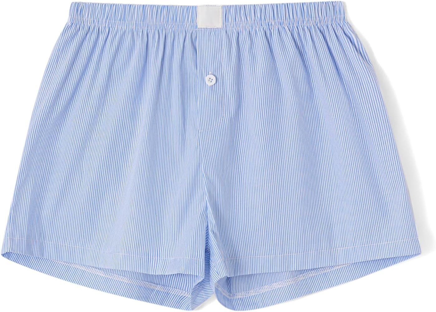 Lounge Plaid Shorts for Women Y2K Elastic High Waist Wide Leg Gingham Boxer Pajama Bottoms Summer... | Amazon (US)