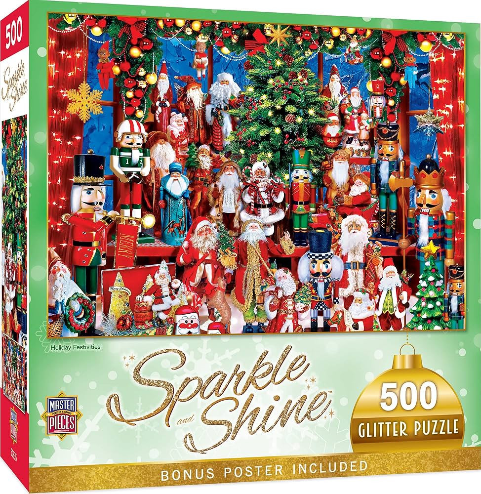 Masterpieces 500 Piece Glitter Christmas Jigsaw Puzzle - Holiday Festivities - 15"x21" | Amazon (US)