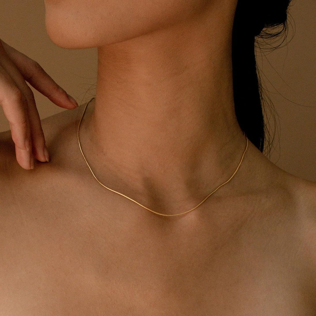 Moodear Herringbone Necklace for Women,Dainty Gold Layered Necklace for Women 14k Gold Plated Box... | Amazon (US)