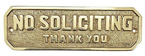 Adonai Hardware Medium "NO SOLICITING" Brass Door Sign - Polish Lacquered | Amazon (US)