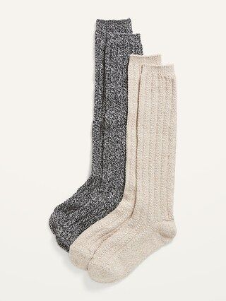 Rib-Knit Pointelle Boot Socks 2-Pack For Women | Old Navy (CA)