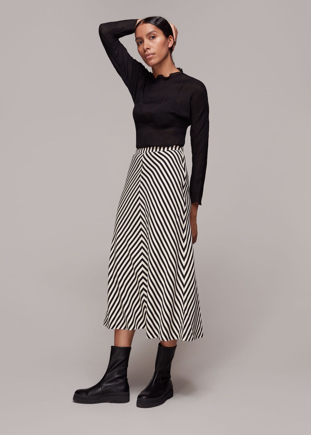 Multicolour Diagonal Stripe Skirt | WHISTLES | | Whistles