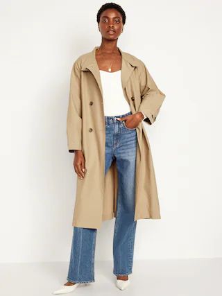 Oversized Double-Breasted Trench Coat for Women | Old Navy (CA)