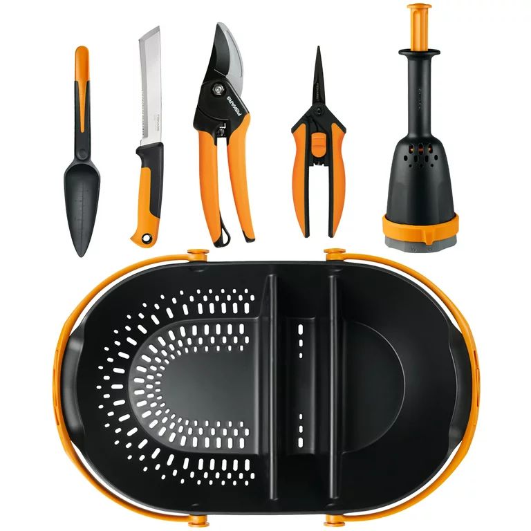 Fiskars Food Gardening Tool Set with Harvest Basket, 6 Piece Bundle | Walmart (US)