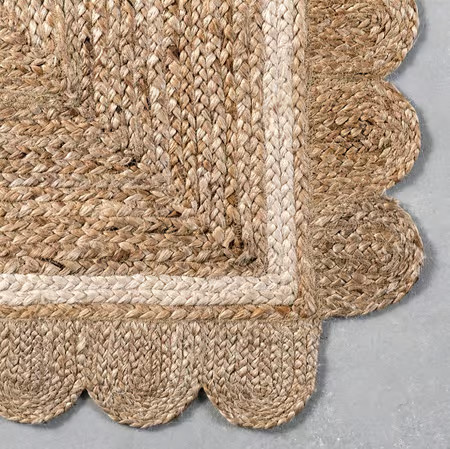Ivory Anna Scalloped Jute Area Rug | Rugs USA