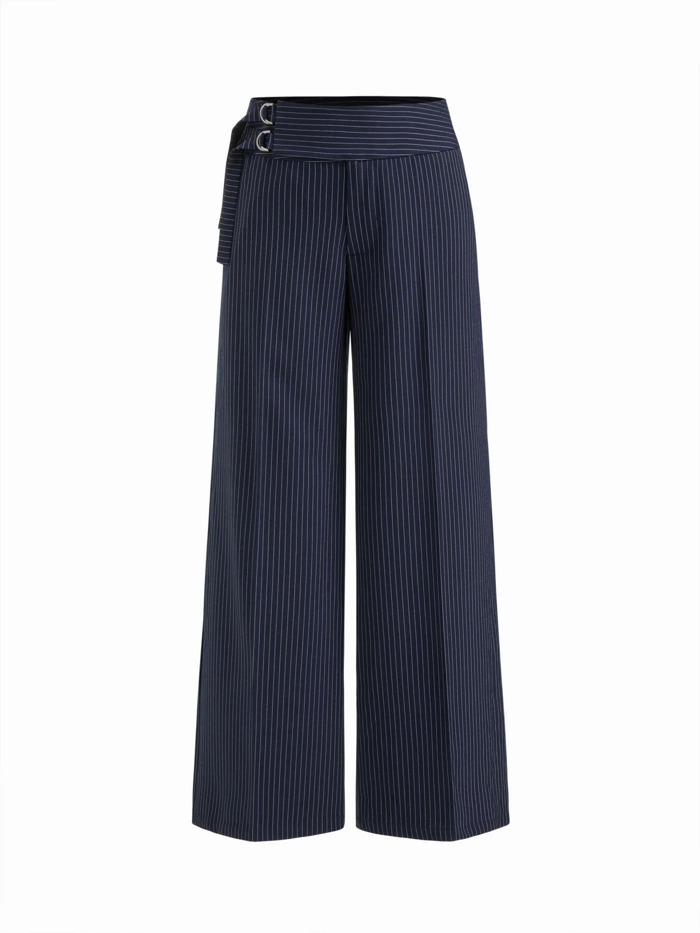 Striped Low Rise Buckle Wide Leg Trousers | Cider