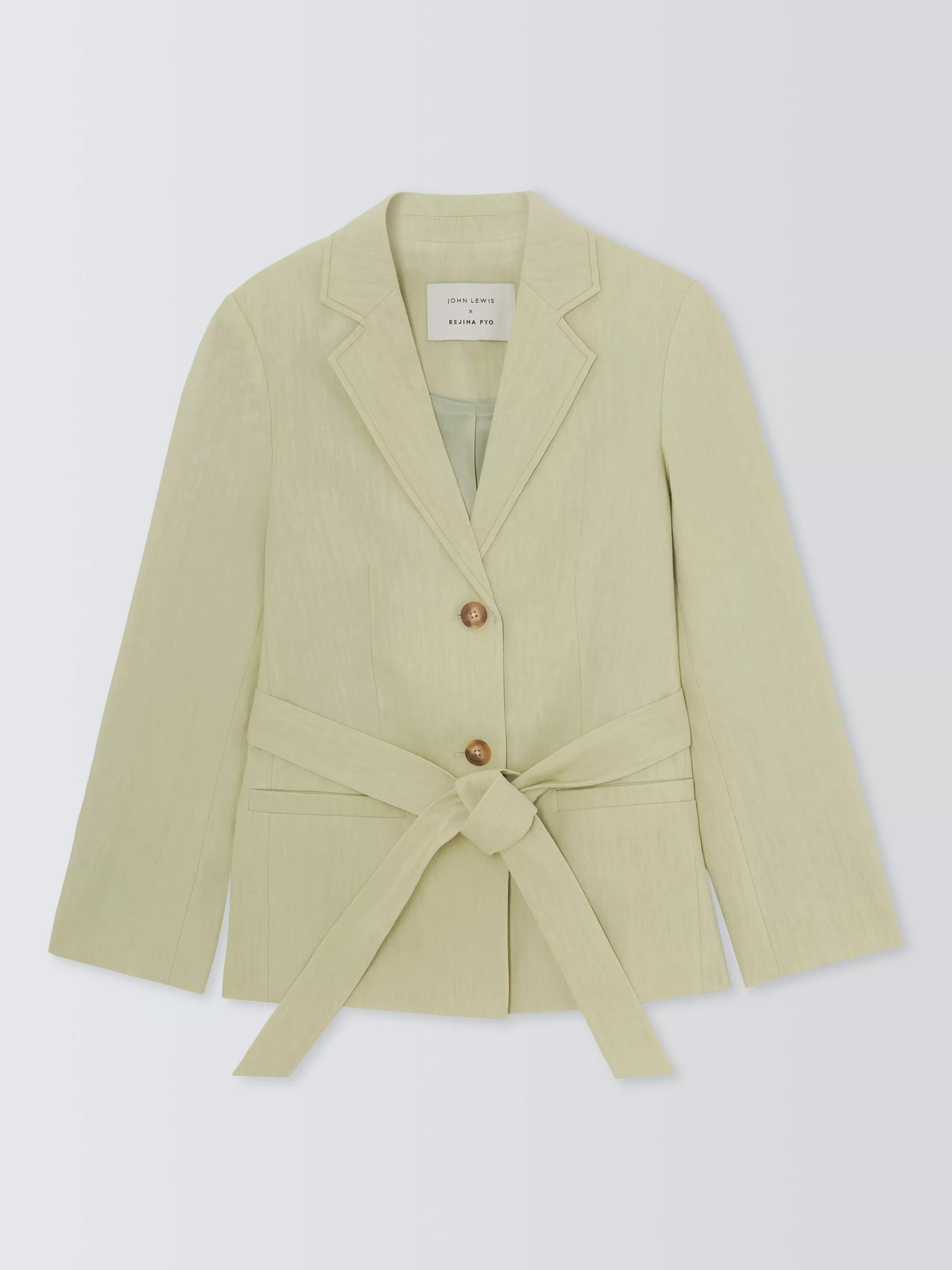 Linen Rich Belted Blazer, Spring Green | John Lewis (UK)