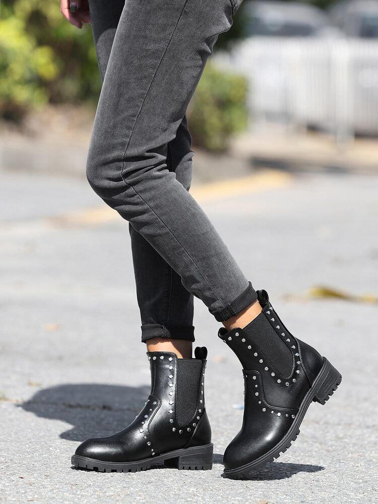 Studded Decor Chelsea Boots | SHEIN