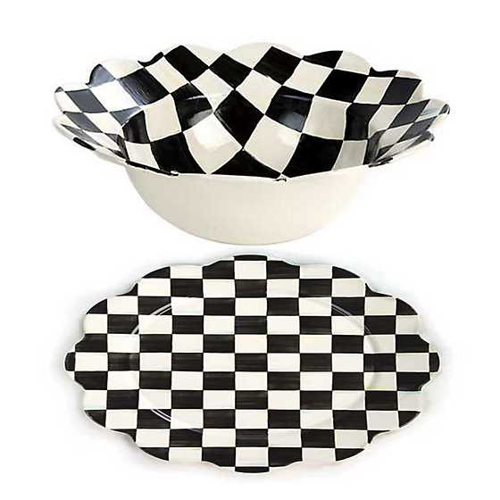 Courtly Check Enamel Petal Serving Platter & Bowl Set | MacKenzie-Childs
