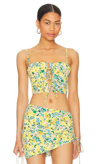 Kayla Corset Top in Yellow Floral | Revolve Clothing (Global)