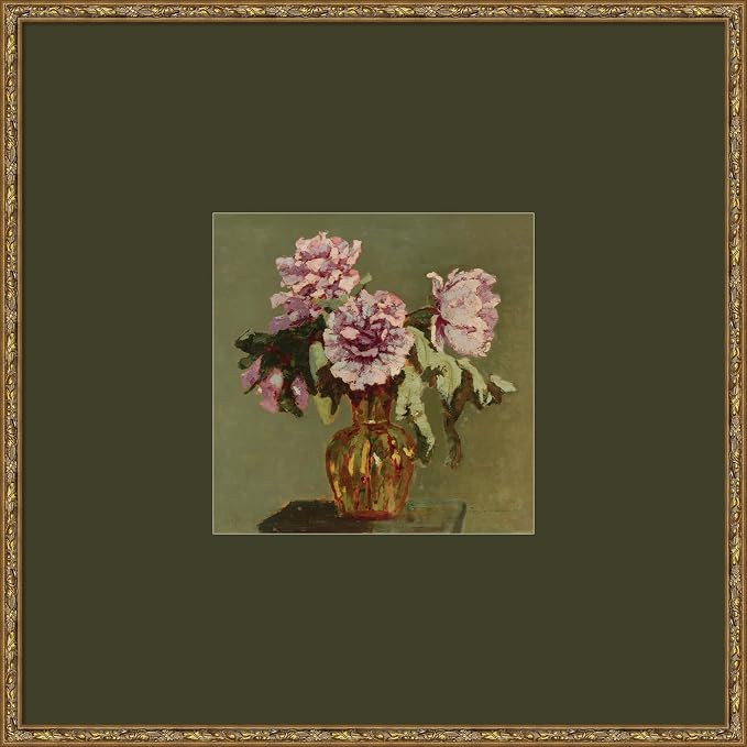 Kate and Laurel Framed Wall Art Print Peonies and Flower Vase by Nostalgia Prints, 25 x 25, Belve... | Amazon (US)