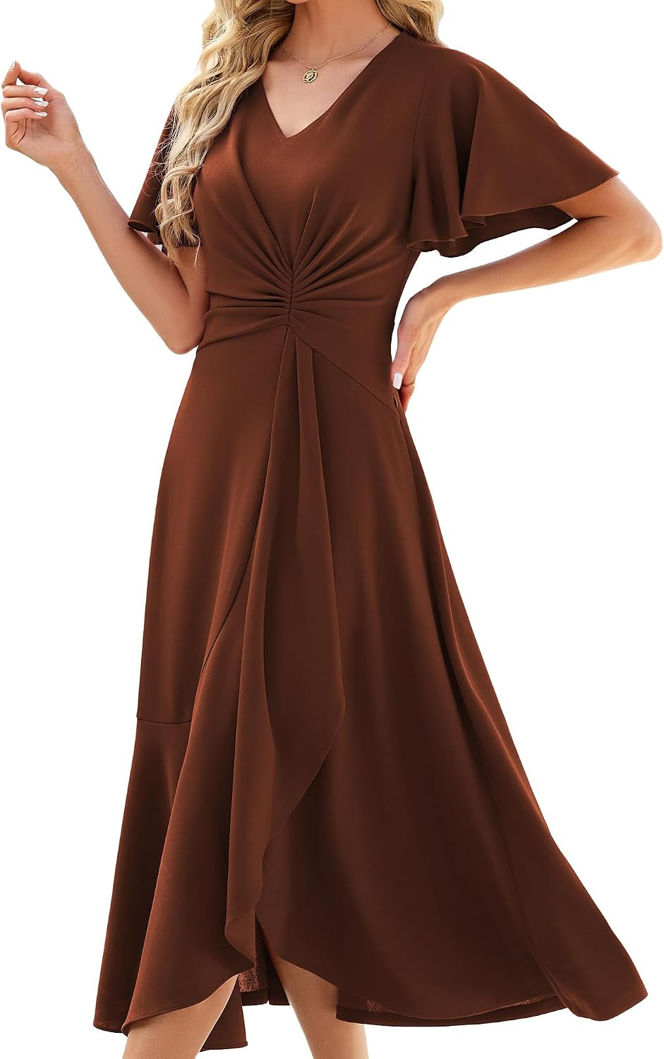 Women V Neck Formal Evening Gowns Wedding Guest Versatile Party Dresses | Amazon (US)
