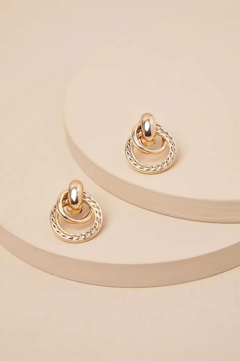 Radiant Cuteness Gold Textured Door Knocker Earrings | Lulus