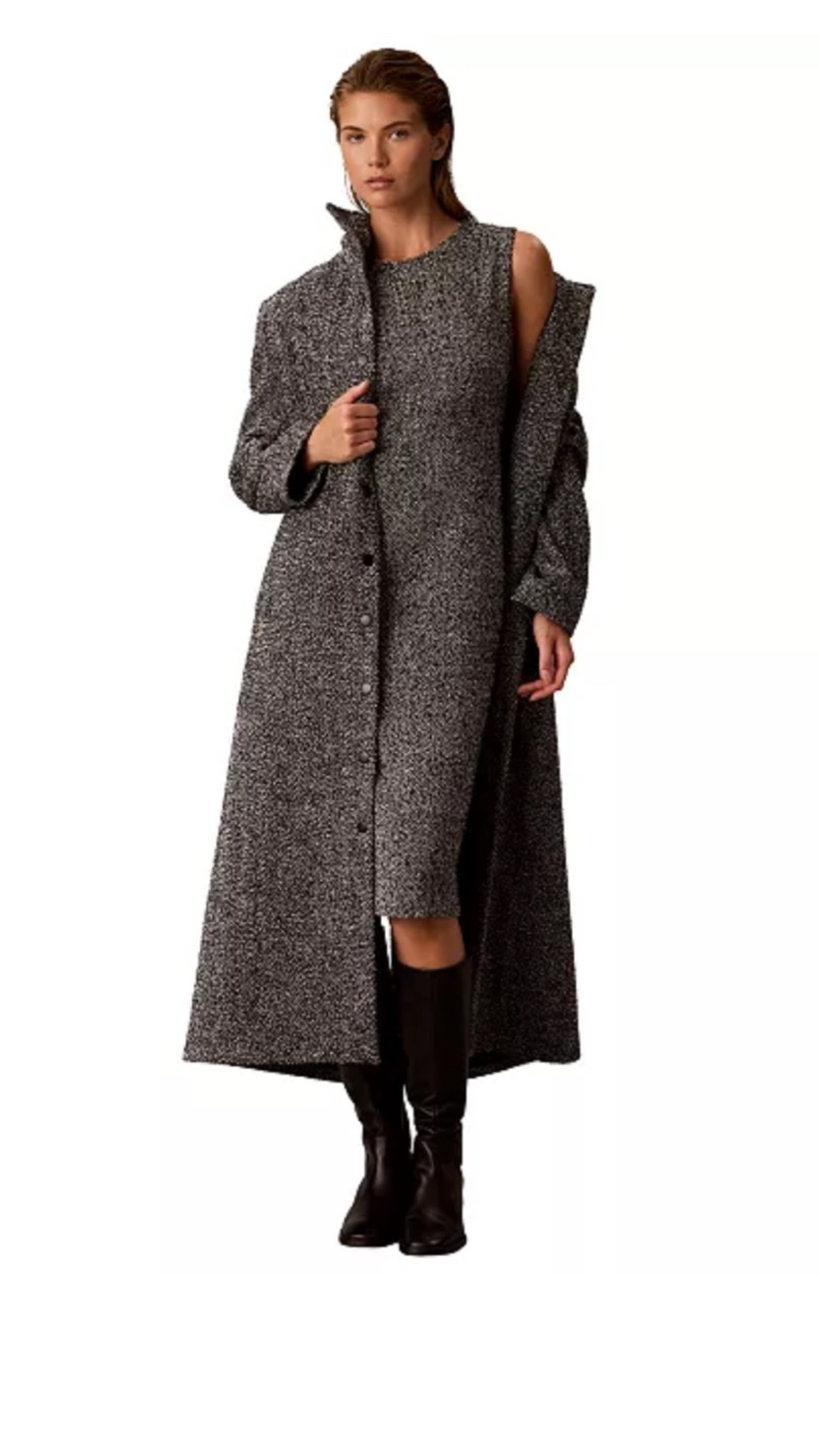 Calvin Klein
Women's Funnel Neck Herringbone Long Coat