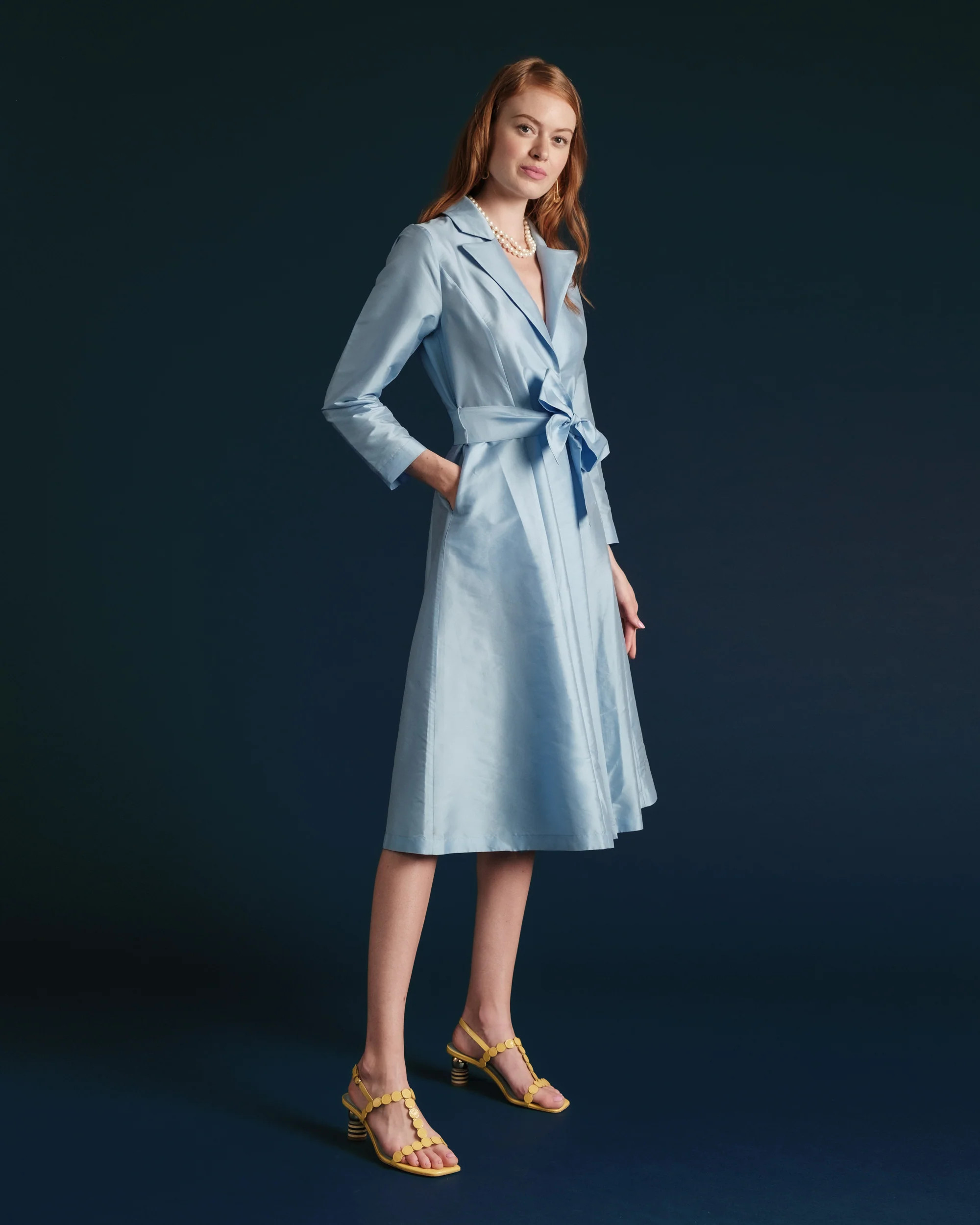 Lucille Wrap Dress Light Blue | Frances Valentine