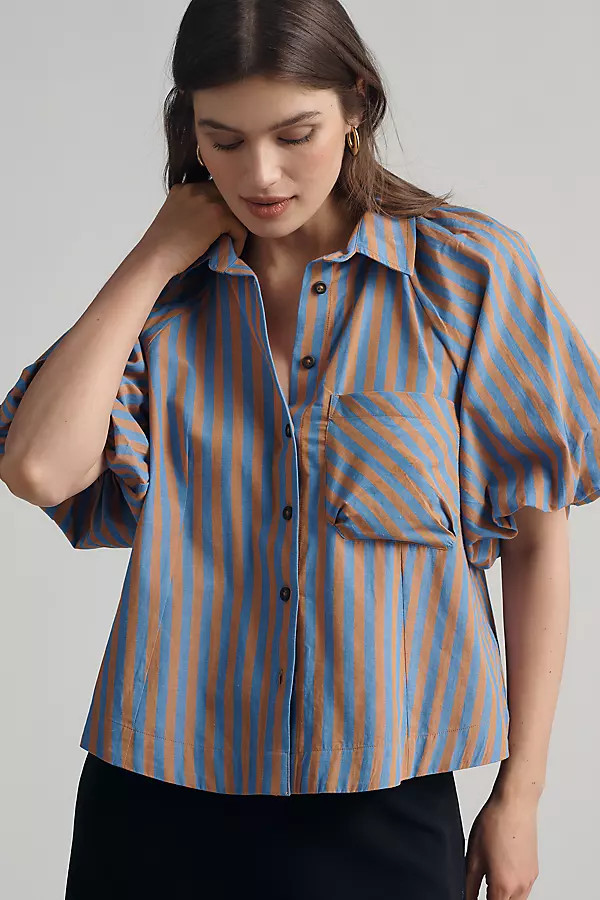 The Zooey Bubble-Sleeve Blouse by Maeve | Anthropologie (US)