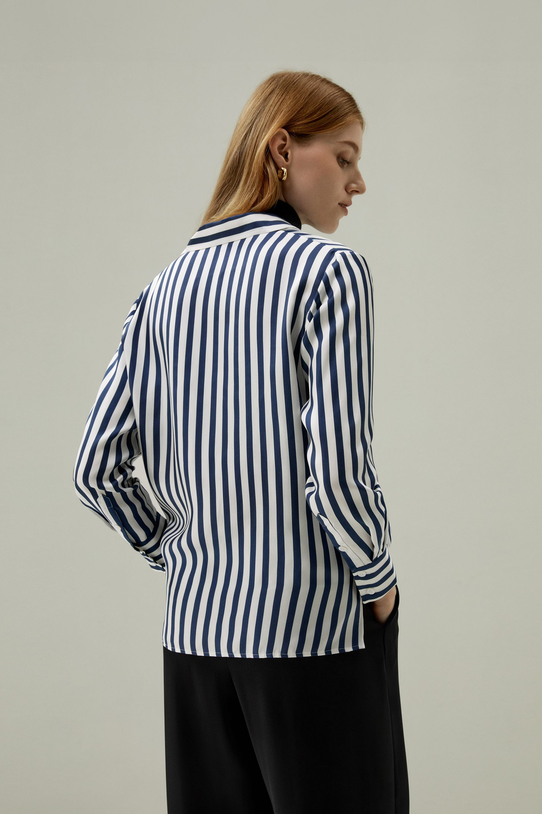 Amalfi Stripe Silk Shirt | LilySilk