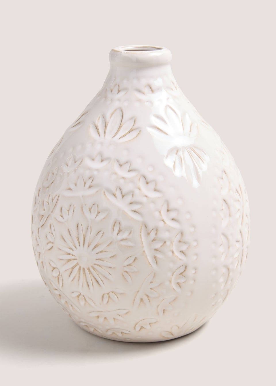 White Textured Vase (18.5cm x 18.5cm x 2cm) | Matalan (UK)