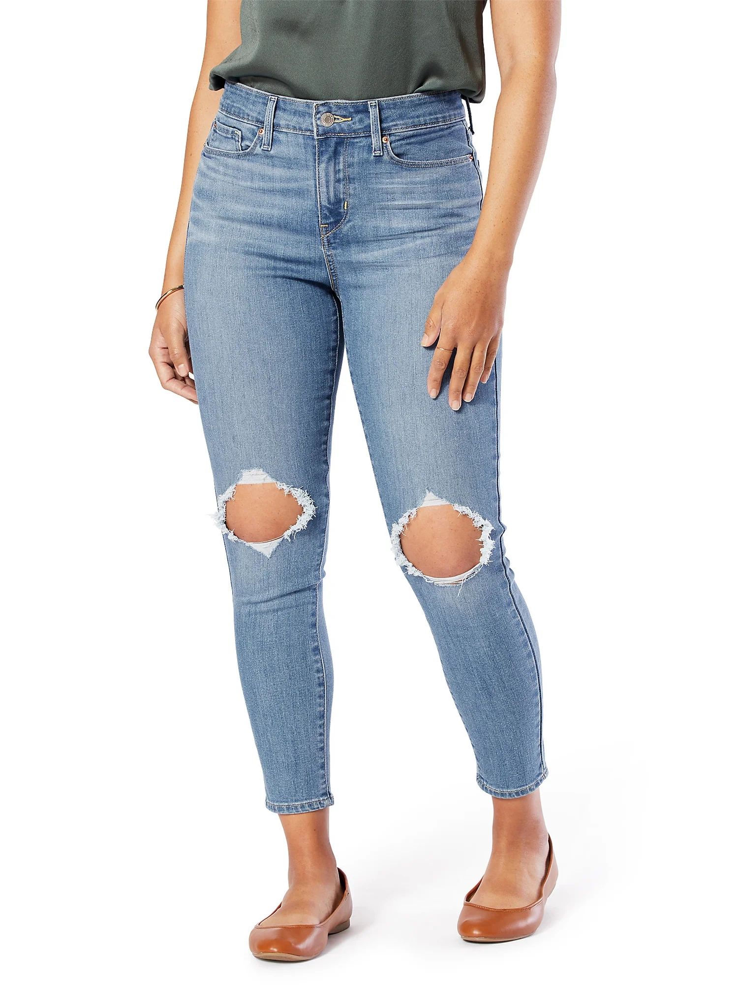 Signature by Levi Strauss & Co. Women's Mid Rise Skinny Cropped Jeans - Walmart.com | Walmart (US)