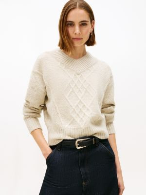 Cable Knit Shimmer V-Neck Sweater | Tommy Hilfiger | Tommy Hilfiger (US)