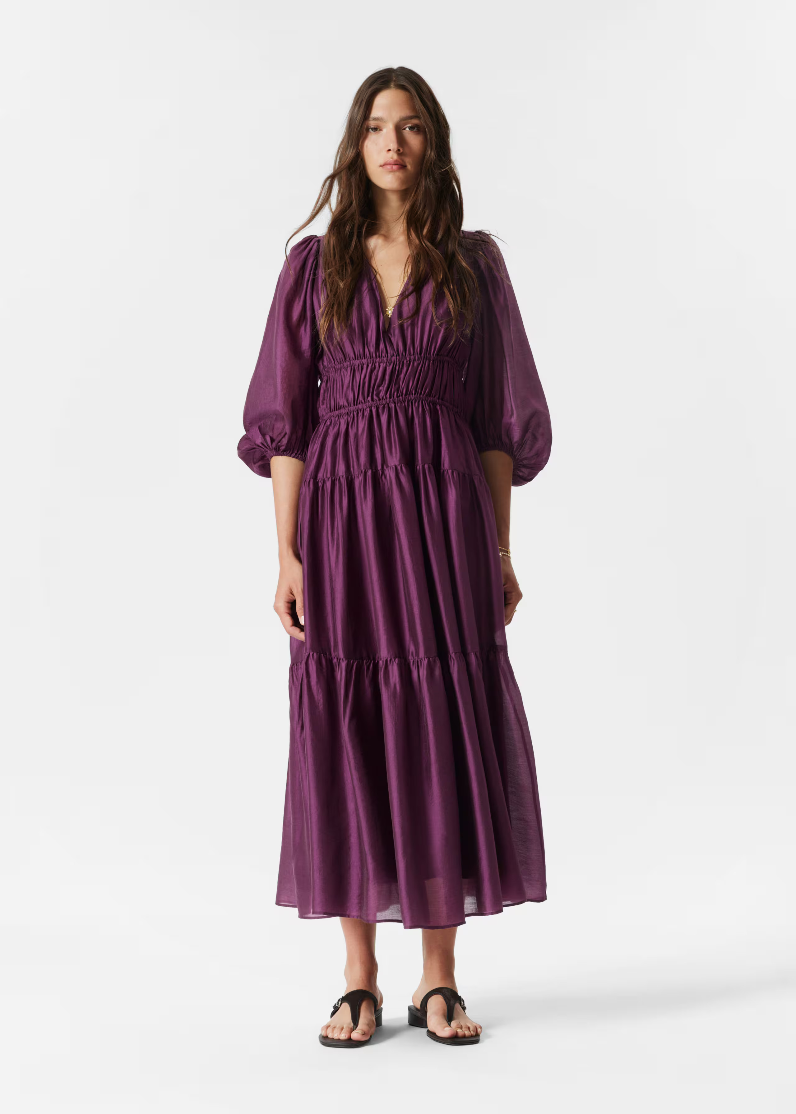 Tiered Midi Dress - Dark Purple - & Other Stories GB | & Other Stories UK