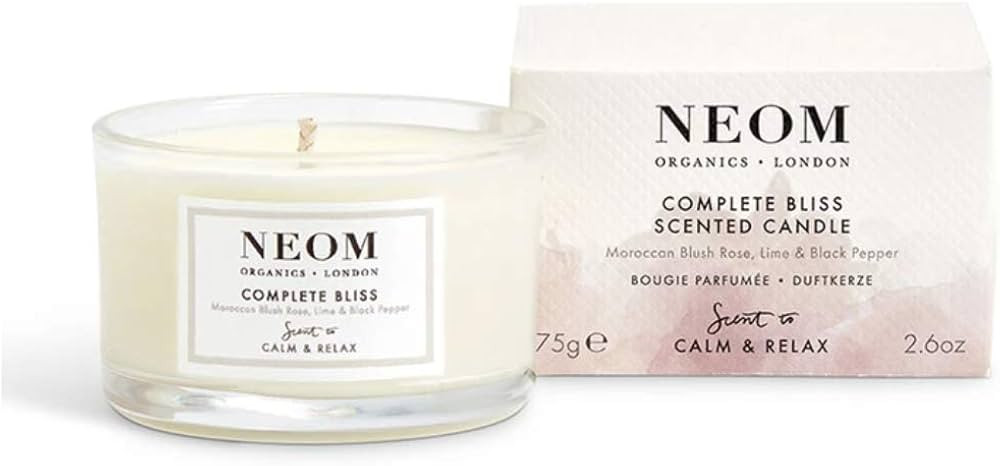 NEOM- Complete Bliss Scented Candle, Travel Size | Blush Rose, Lime & Black Pepper | Essential Oi... | Amazon (US)