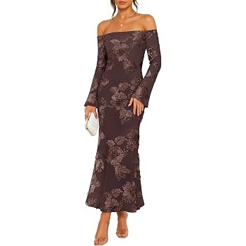 ZESICA Women's Fall Off Shoulder Floral Wedding Guest Maxi Dresses       ➕ Add to Cha-Ching Sal... | Amazon (US)