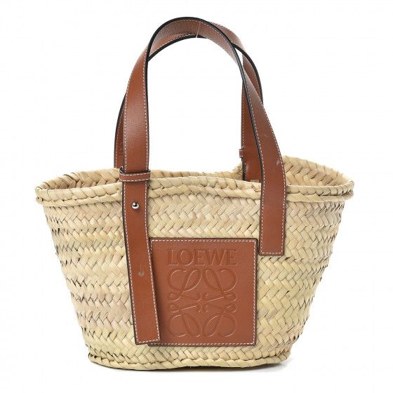LOEWE Raffia Small Basket Tote Bag Natural Tan | Fashionphile