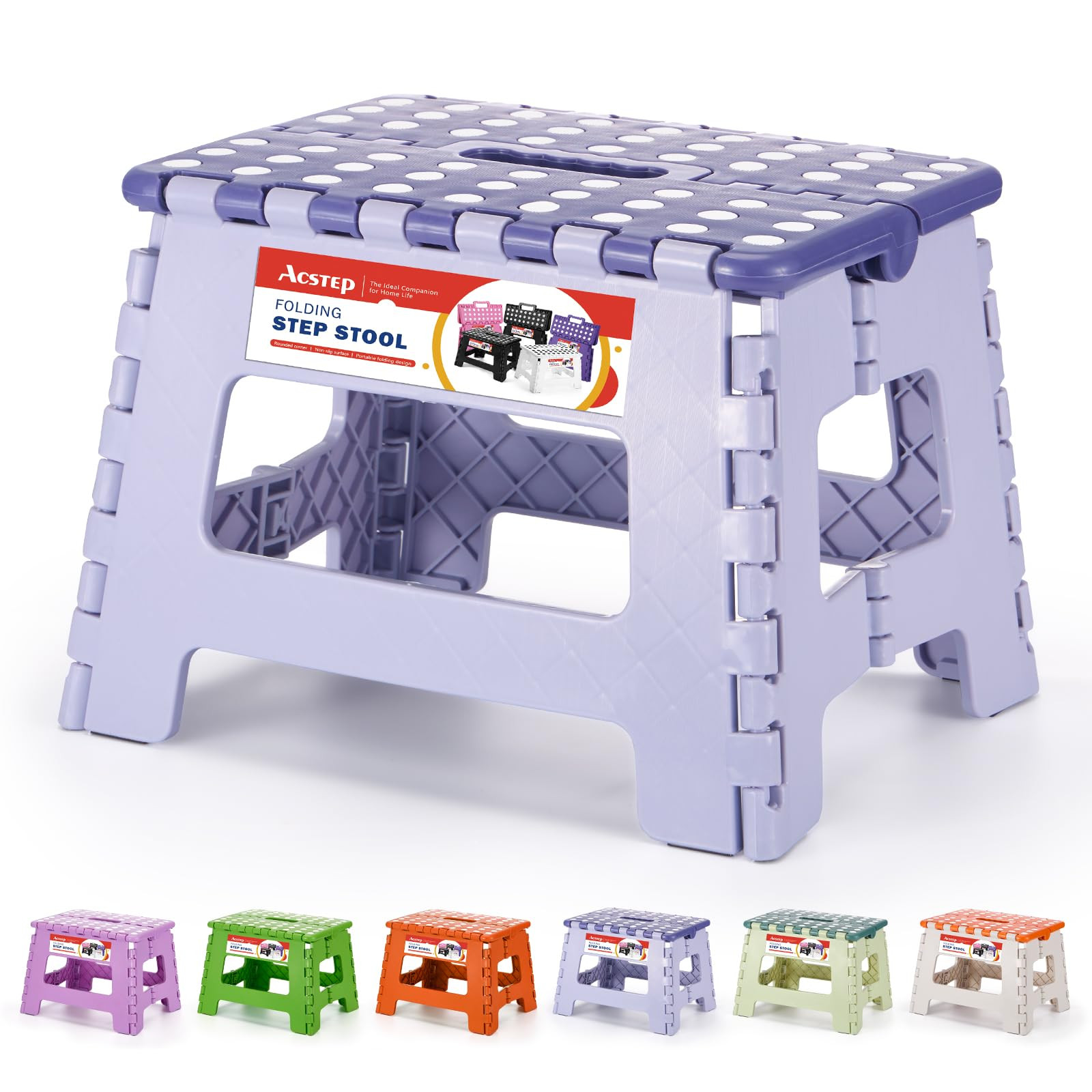 ACSTEP 9 Inch Folding Step Stool 300 LB Capacity Plastic Foldable Step Stools for Kids and Adults... | Amazon (US)