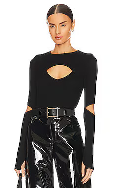 Michael Lauren Houston Long Sleeve Fitted Top in Black from Revolve.com | Revolve Clothing (Global)