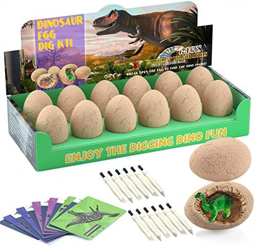 Dinosaur Eggs Excavation Dig Kit - Dinosaur Toys for Kids - Break Open 12 Dinosaur Eggs and Disco... | Amazon (US)