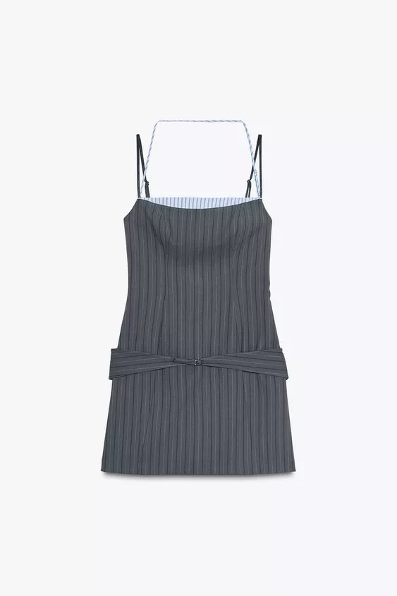 CONTRASTING PINSTRIPE DRESS | Zara US