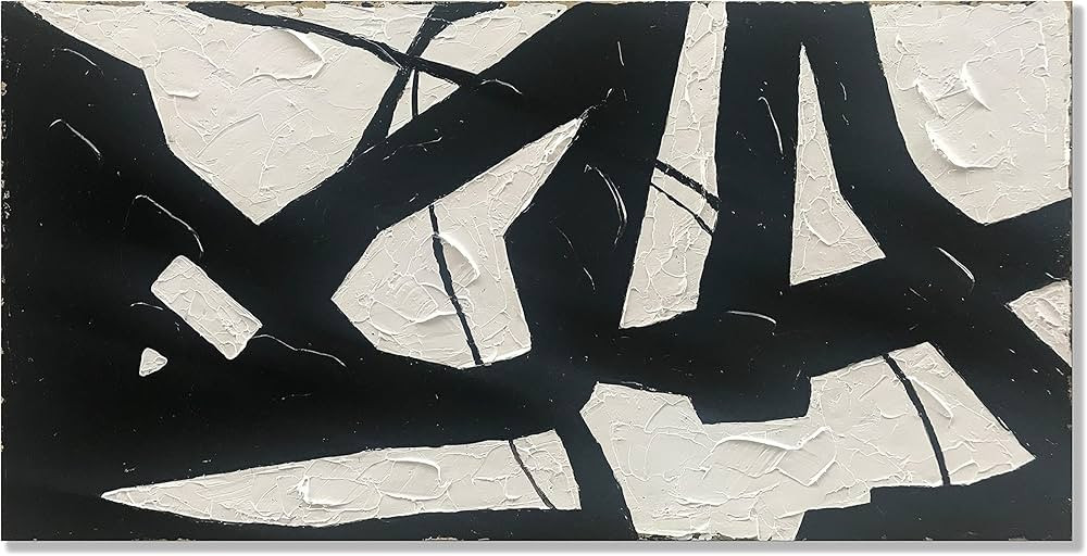 Hand-Painted Black and White Abstract Modern Oil Painting on Canvas 30x60 inch Large Paintings Wa... | Amazon (US)