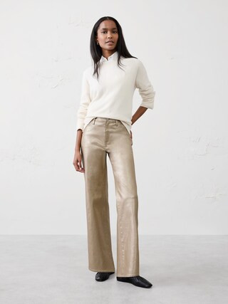Straight High-Rise Metallic Pant | Banana Republic Factory