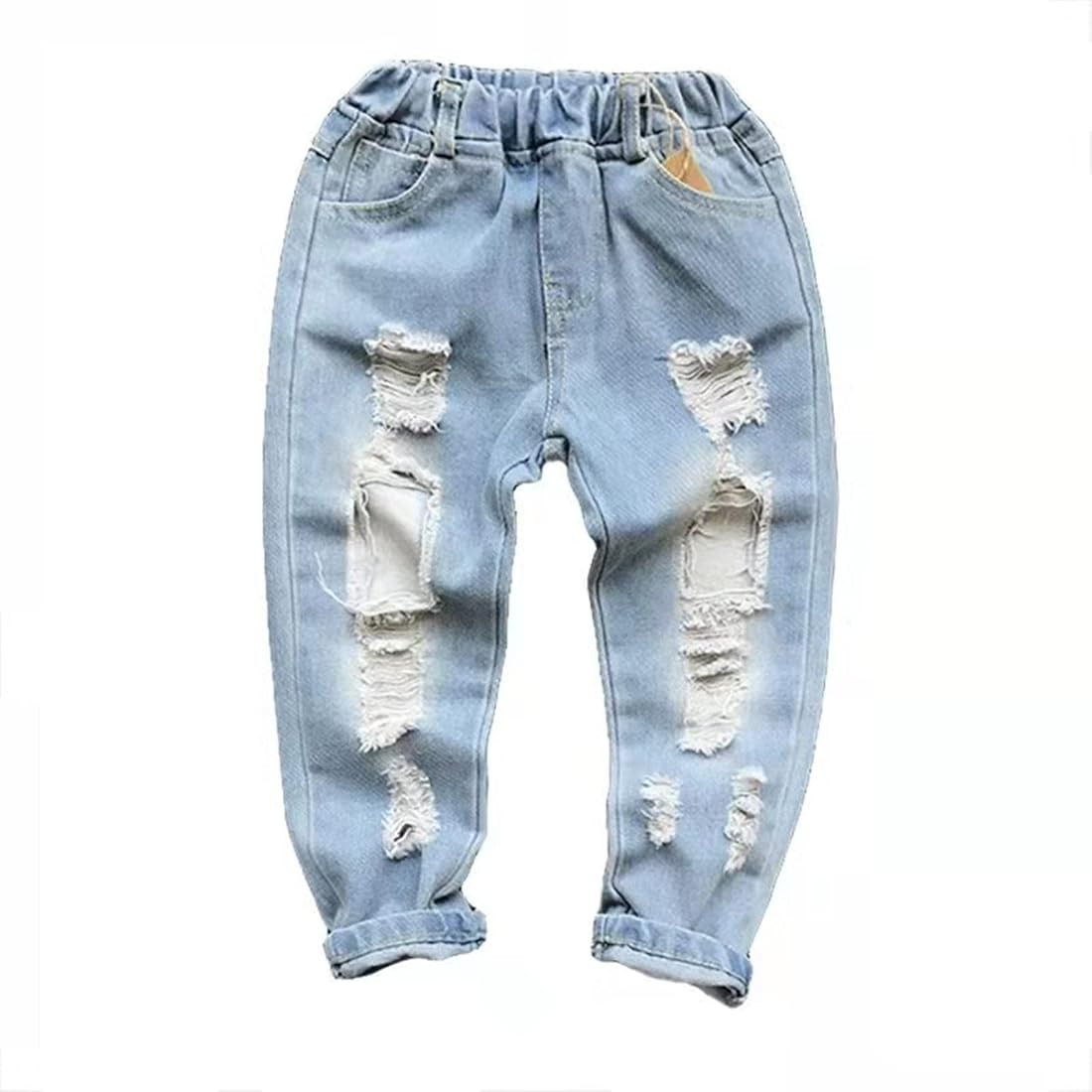 TJTJXRXR Little Baby Boys Girl Ripped Western Jeans Kids Girls Friend Style Denim Pants | Amazon (US)