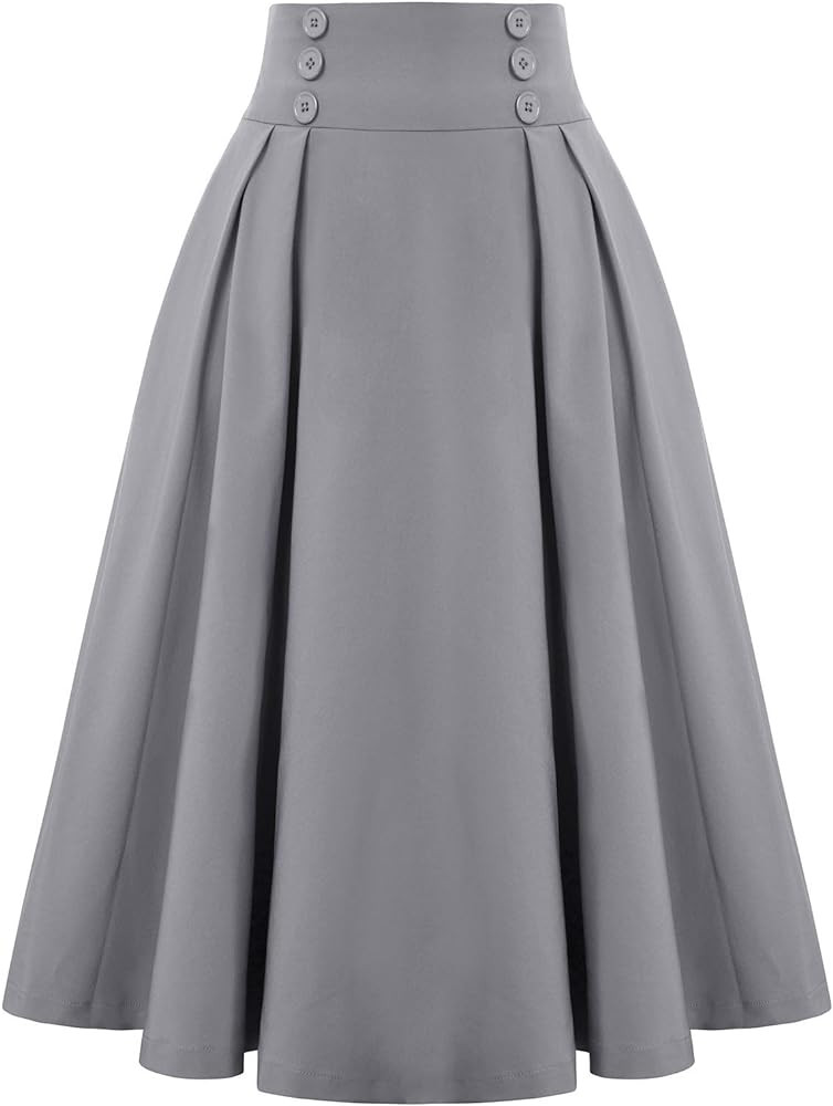 Belle Poque Women Plaid Skirt Vintage High Waist Pleated Skirt with Pockets BPA020 | Amazon (US)