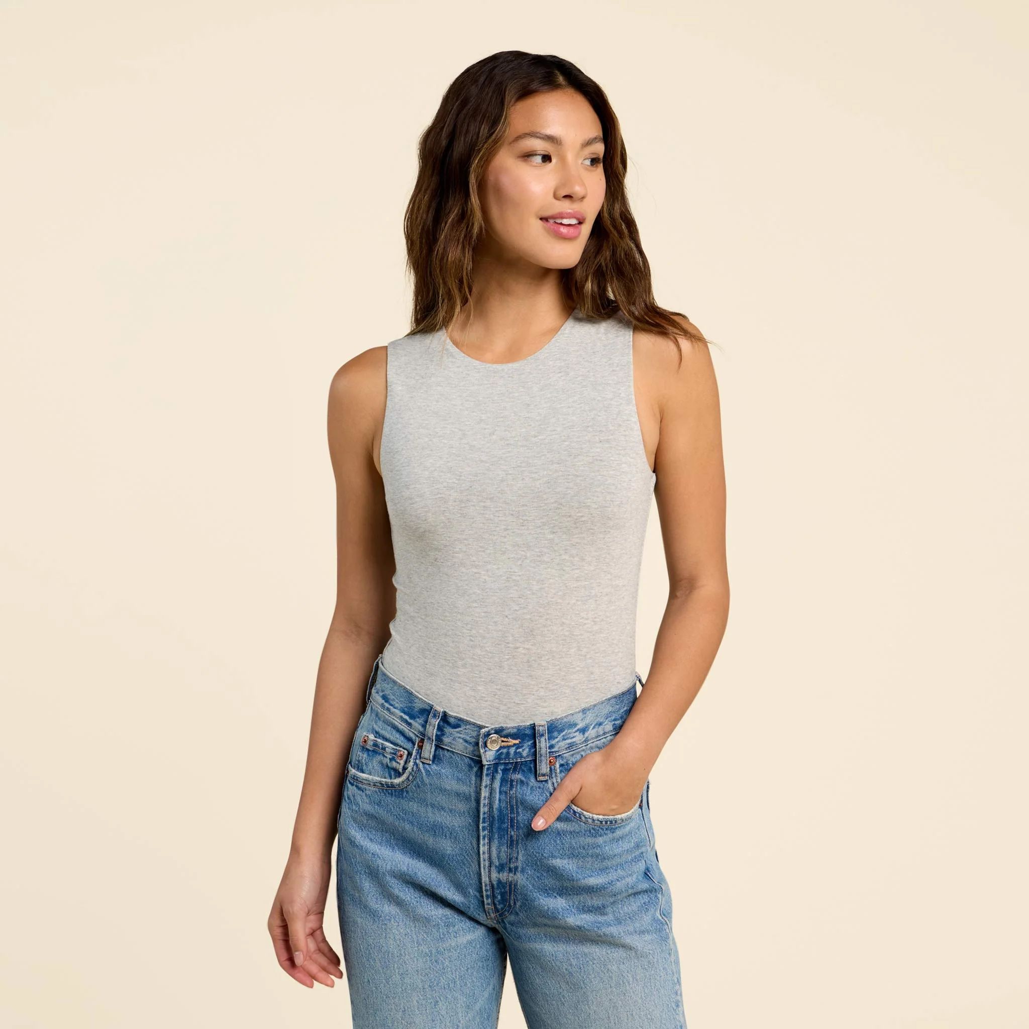 Classic Crew Tank Bodysuit | nuuds