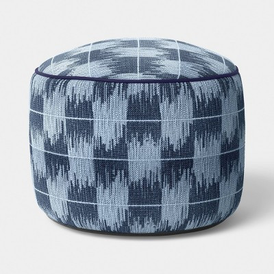 14"x20" Ikat Woven Round Pouf Light Blue/Navy - Threshold™ | Target