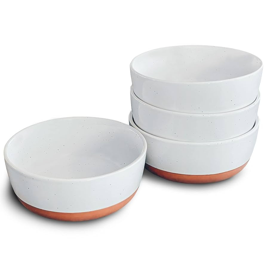 Mora Ceramic Flat Bowls Set of 4-25 oz- For Soup, Salad, Rice, Cereal, Breakfast, Dinner, Serving... | Amazon (US)