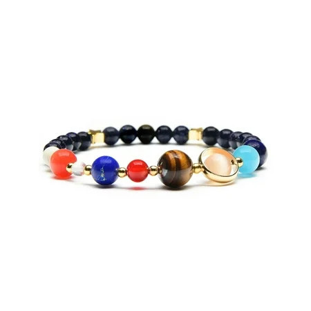 ELYA Jewelry Women s Solar System Natural Stone Beaded Stretch Bracelet - Sandstone Option | Walmart (US)