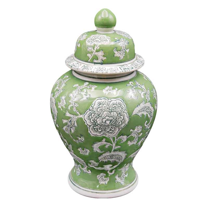 Green Chinoiserie Porcelain Jar, 7x12 | At Home