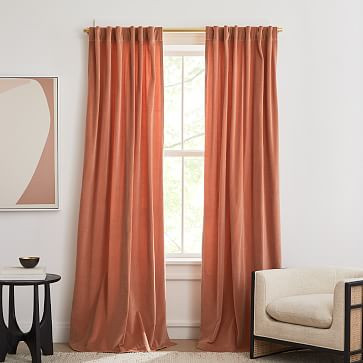 Cotton Velvet Curtain - Terracotta | West Elm (US)