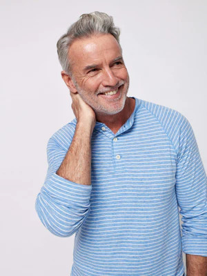 Cloud Stripe Long-Sleeve Henley | Faherty