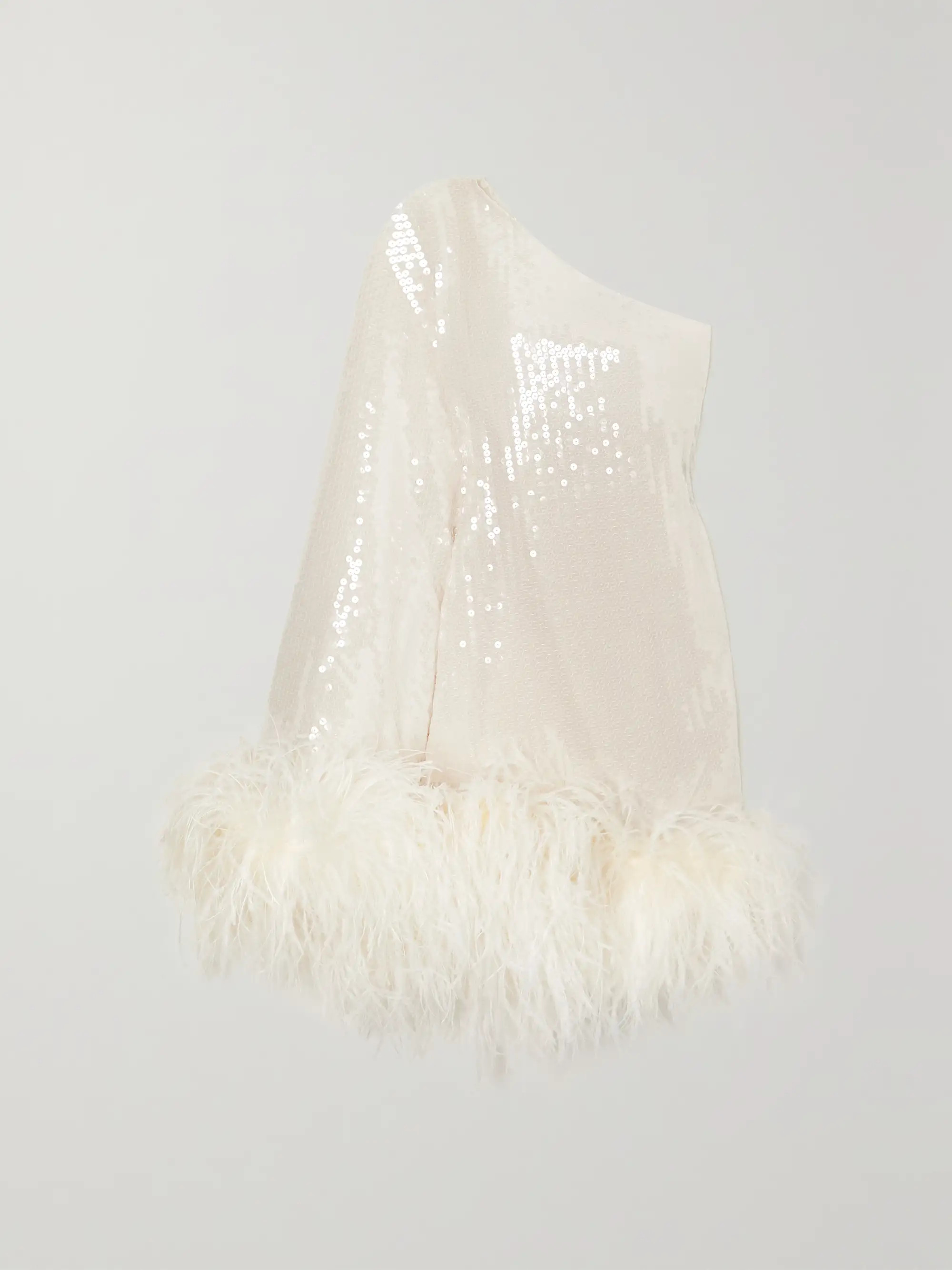 Piccolo Ubud one-shoulder feather-trimmed sequined chiffon dress | NET-A-PORTER (US)